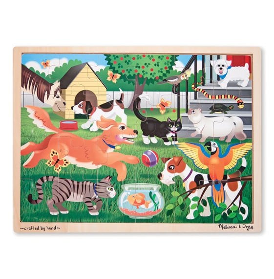 Melissa&Doug Ahşap 24 Parça Yapboz Evcil Hayvanlar Puzzle