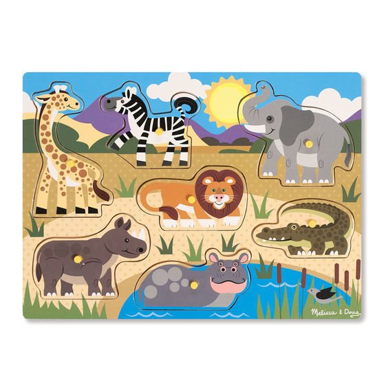 Melissa&Doug Ahşap Tutmalı Yapboz Safari Hayvanları (Yeni)