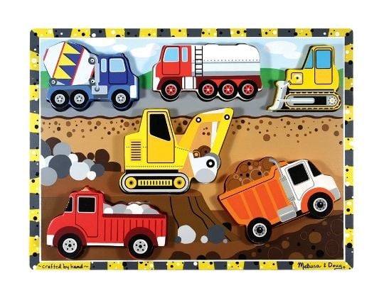 Melissa&Doug Ahşap Tombul Yapboz İnşaat Araçları Puzzle