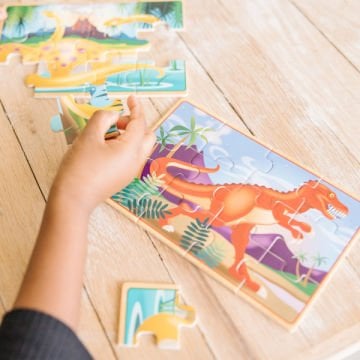Melissa&Doug Ahşap 12x4 Yapboz Seti Dinozorlar
