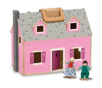 Melissa&Doug Ahşap Taşınabilir Küçük Mobilyalı Bebek Evi