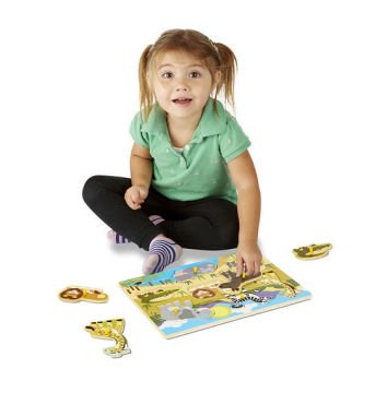 Melissa&Doug Ahşap Tutmalı Yapboz Safari Hayvanları (Yeni)
