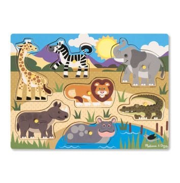 Melissa&Doug Ahşap Tutmalı Yapboz Safari Hayvanları (Yeni)