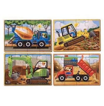 Melissa&Doug Ahşap 12x4 Yapboz Seti İnşaat Araçları
